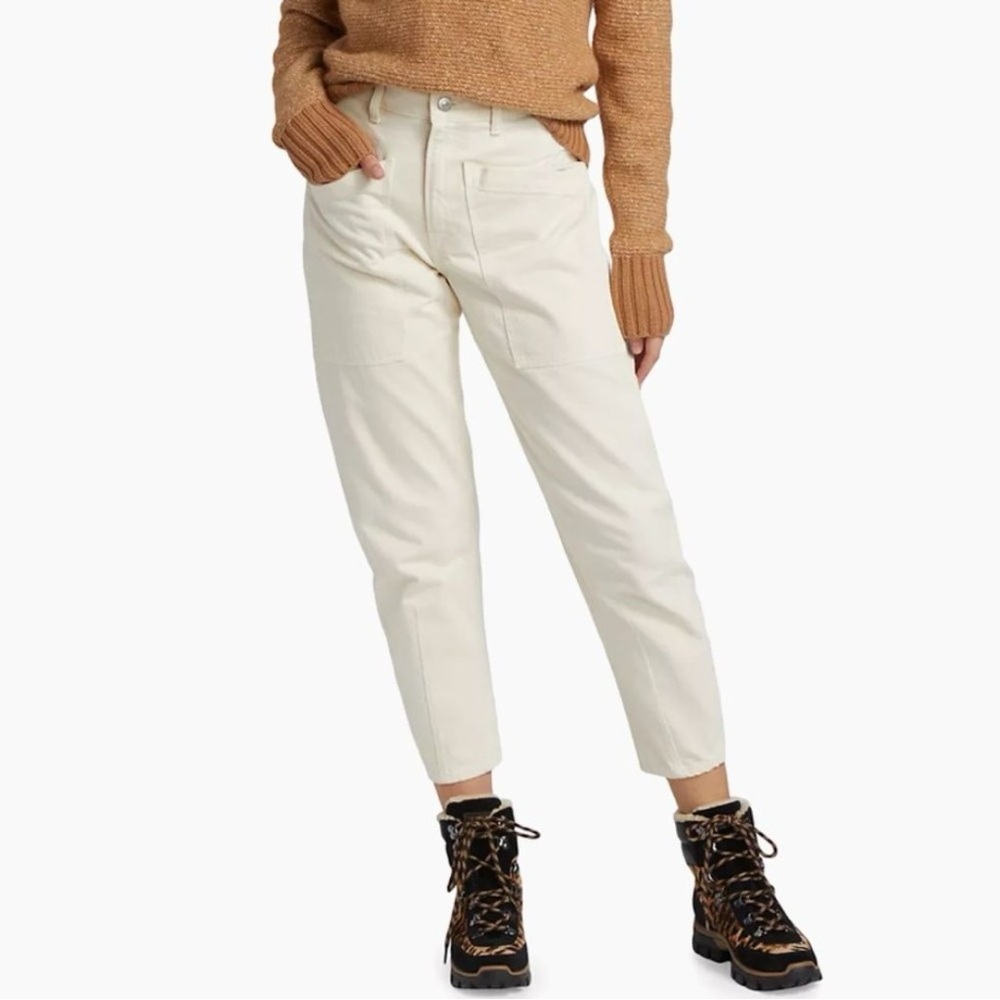 Veronica Beard Charlie Barrel Leg High Rise White Jean 29
